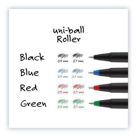 Uni-Ball Stick Roller Ball Pen, Micro 0.5mm, Blue Ink, Black Barrel, PK72 2013566